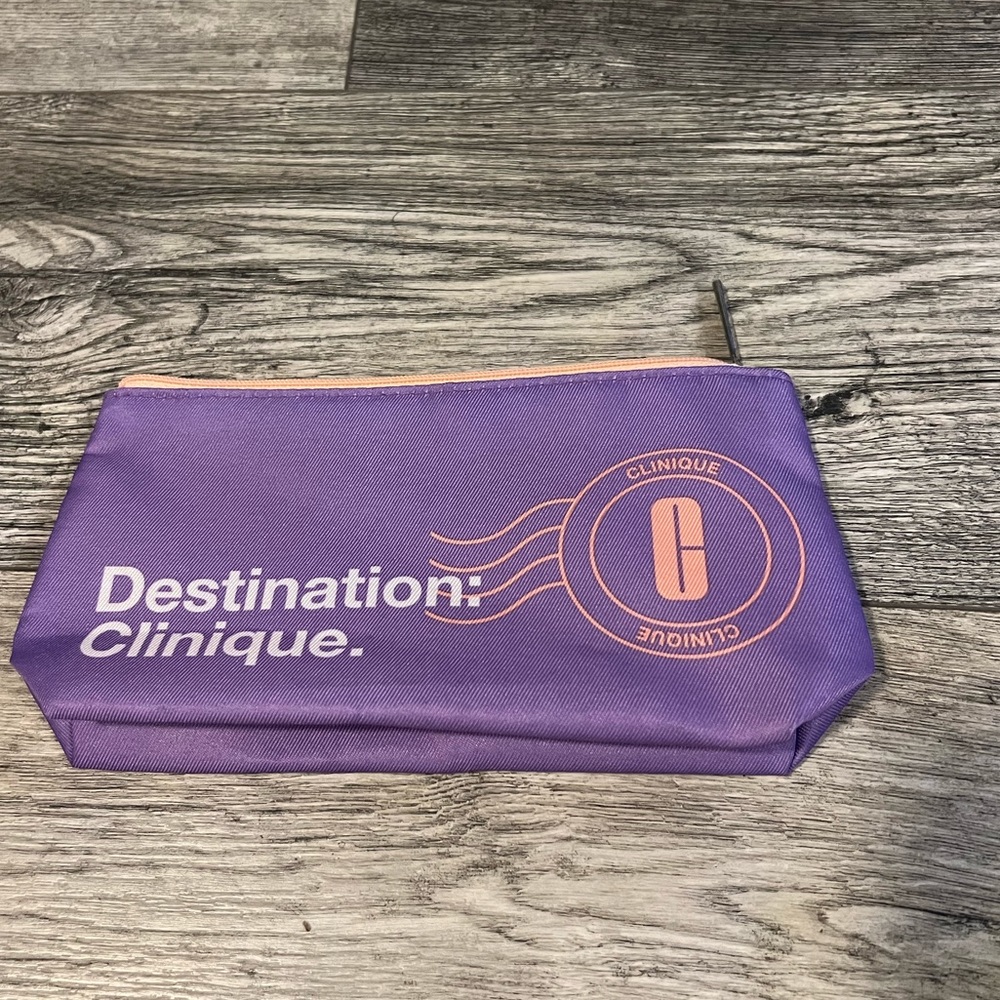 Clinique makeup bag, purple with pink inside, never used